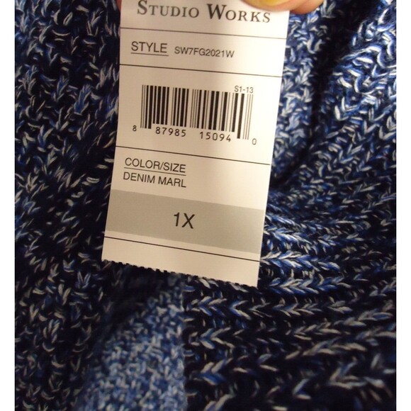 Studio Works Knit Long Sleeve Sweater Color Denim Marble (Blues) Womens Size 1X - Picture 5 of 11